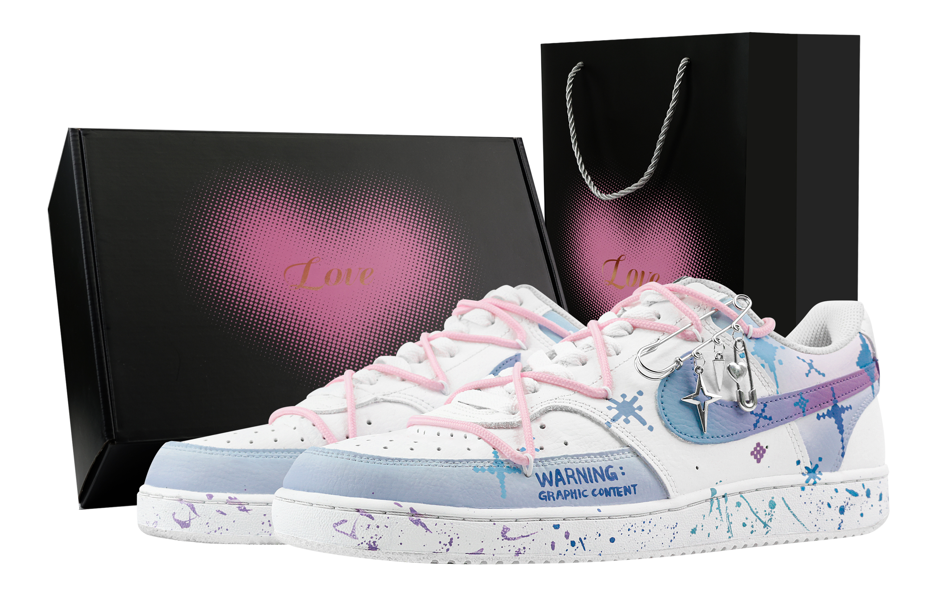 

Nike Кроссовки Court Vision 1 Sparkling Starry Sky Box, износостойкие, низкие, для скейтбординга, мужские, сине-белые