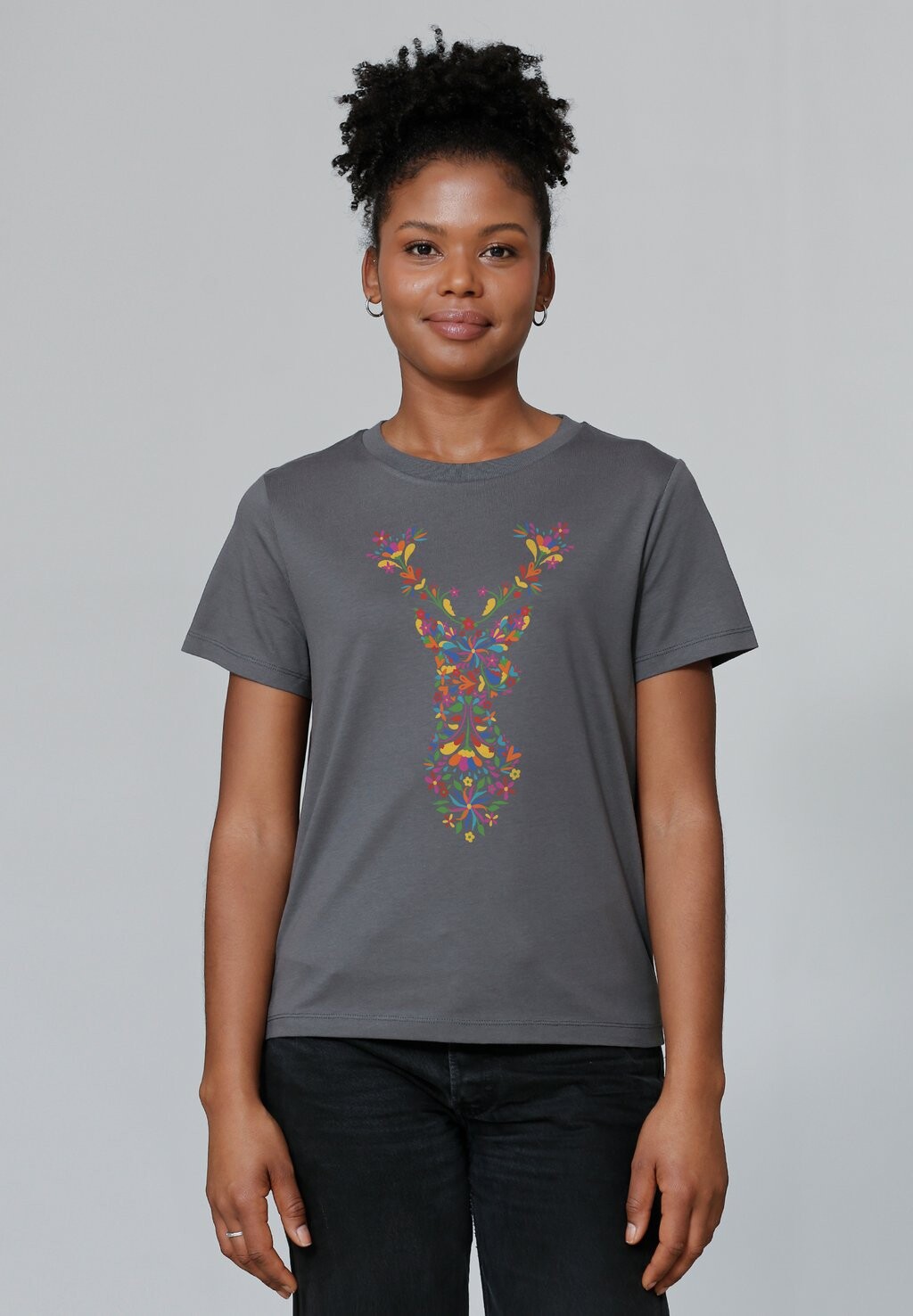

Футболка с принтом FLORAL DEER watapparel, антрацит