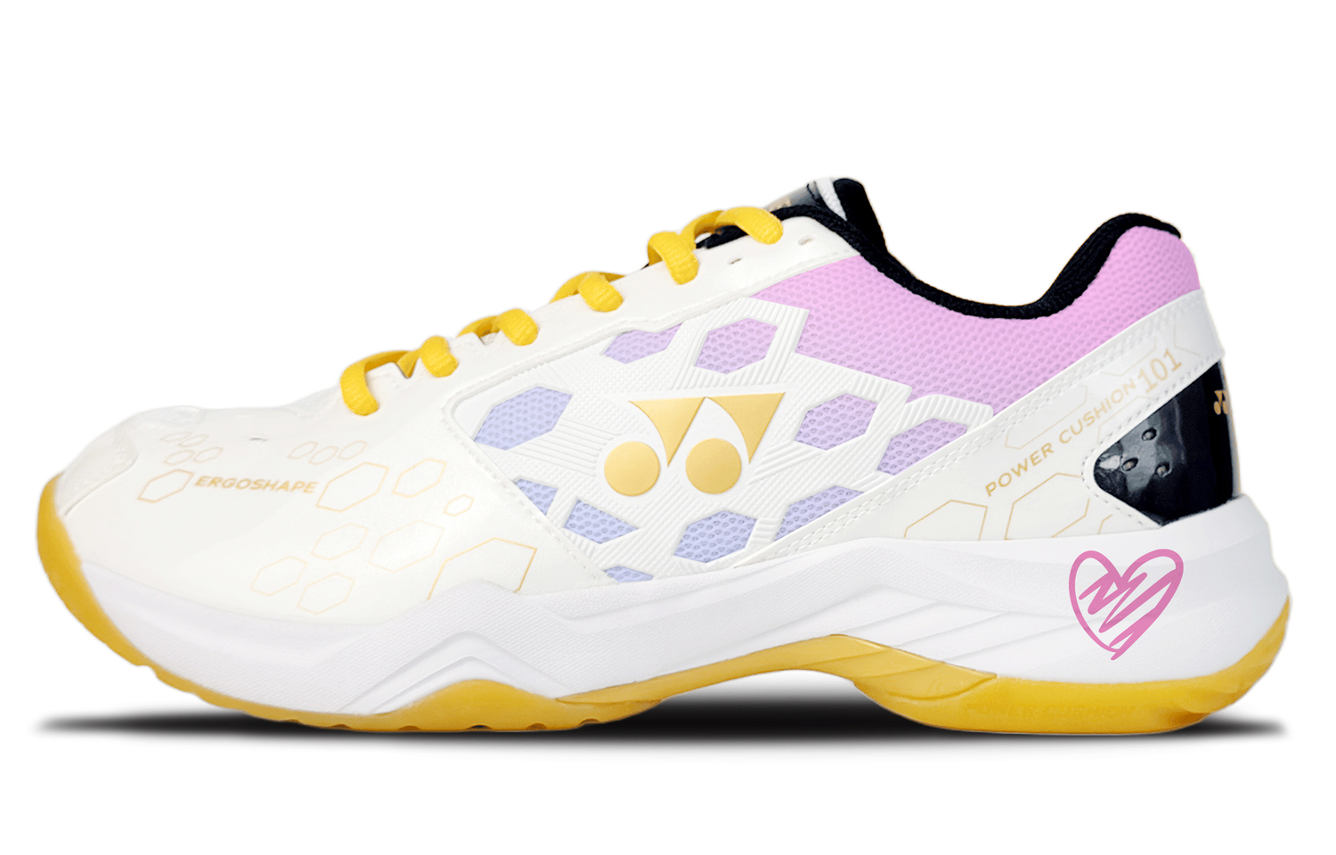 

YONEX Power Cushion устойчивые к истиранию дышащие низкие кроссовки для бадминтона Unisex White Gold Purple