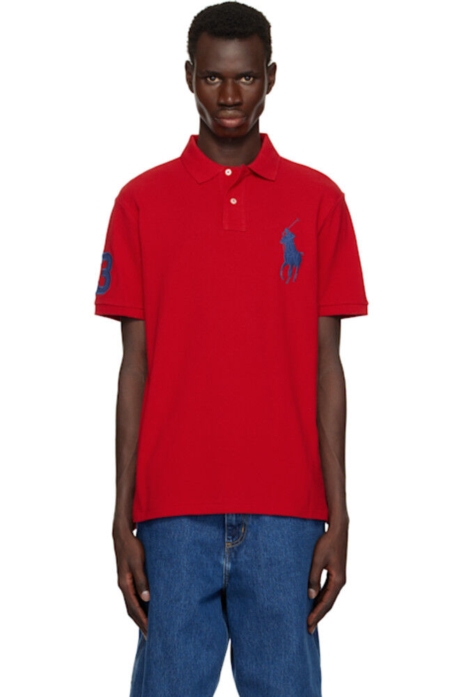 

Красный Custom Slim Fit Big Pony Mesh Polo Polo Ralph Lauren