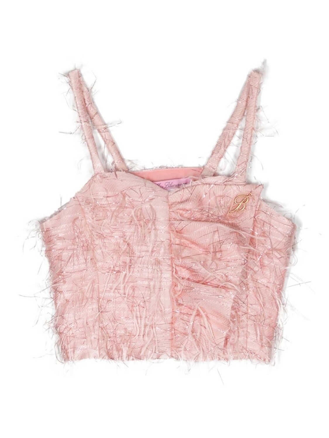 

Miss Blumarine укороченный топ с бахромой и логотипом, розовый