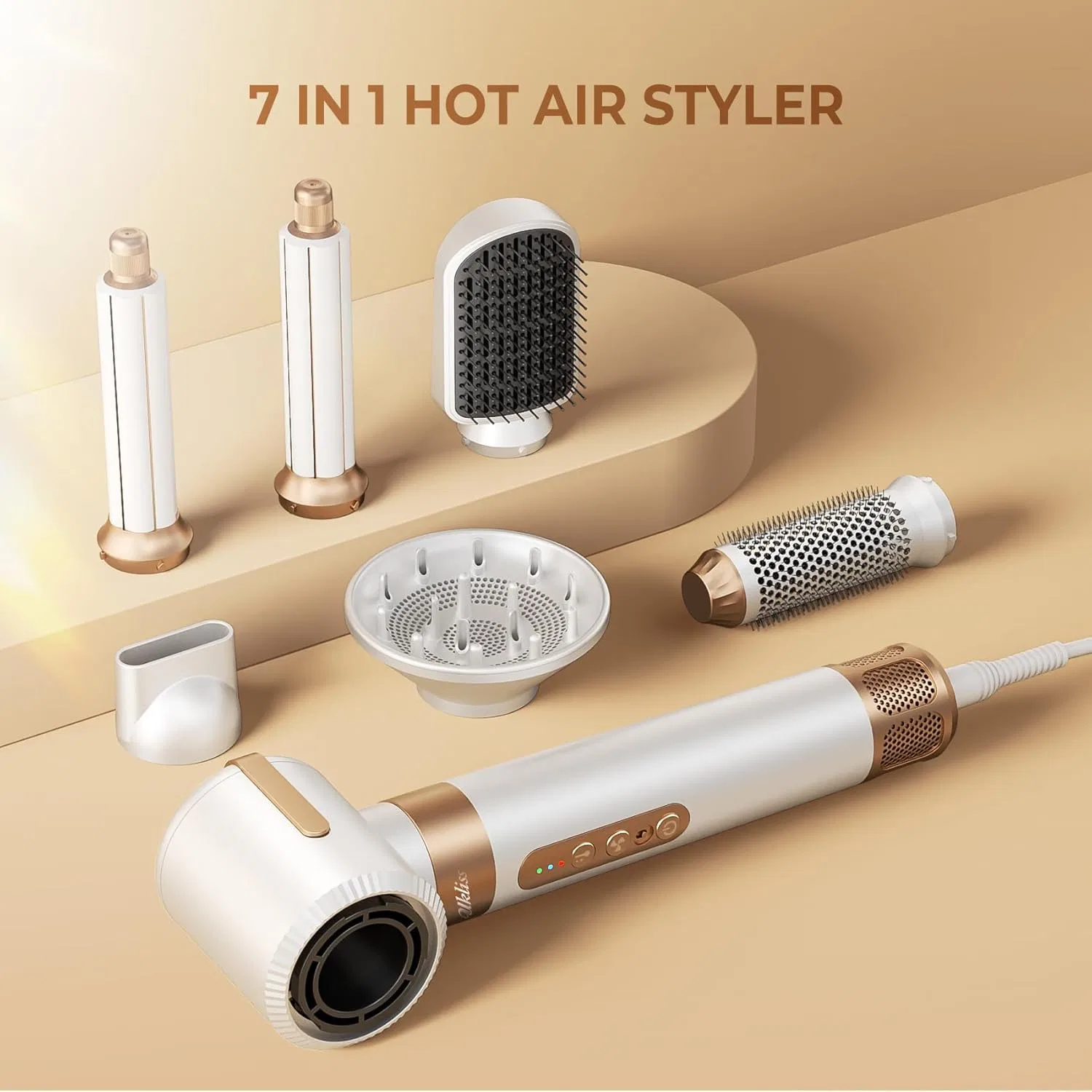 Набор для укладки волос 7-в-1 «Airstyler Pro» от UKLISS Ukliss, White And Gold — фото 2