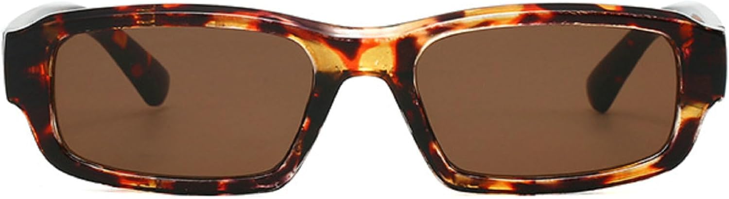 

Солнцезащитные очки в стиле ретро прямоугольной формы для женщин, небольшие, модные, в стиле 90-х, узкие, квадратные, с защитой от УФ-излучения UV400 mincl, Leopard Brown