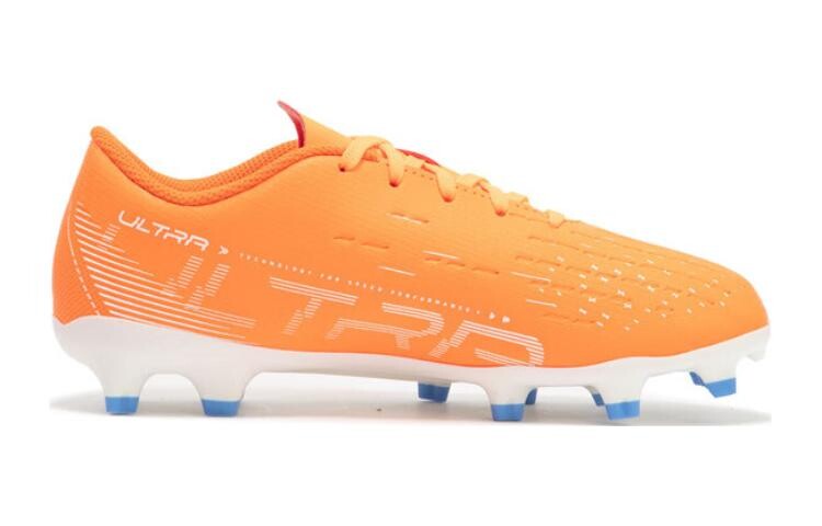 Футбольные бутсы Puma Ultra Play Kids для детей, Chalk White/Core Black/Semi Impact Orange — фото 2