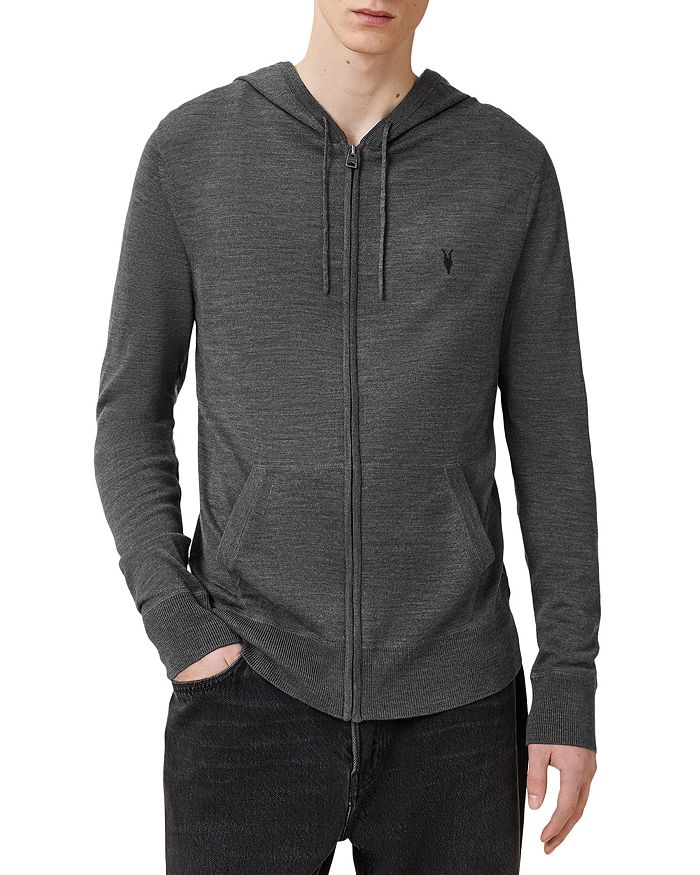 

Узкий худи на молнии из мериносовой шерсти Mode ALLSAINTS, серый