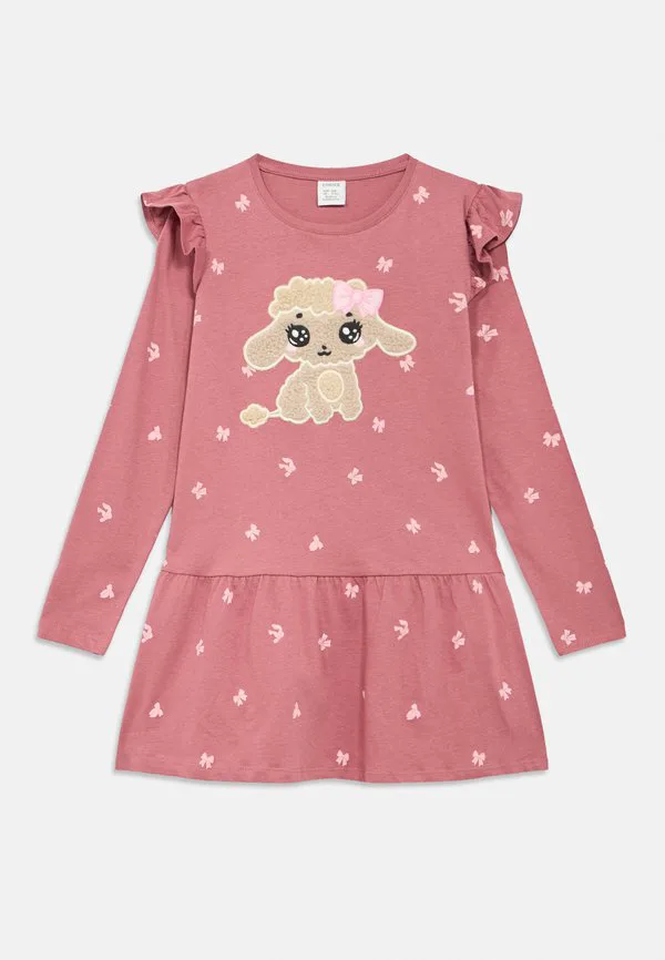 Длинное платье из трикотажной ткани с рисунком щенка Lindex, Dusty Pink