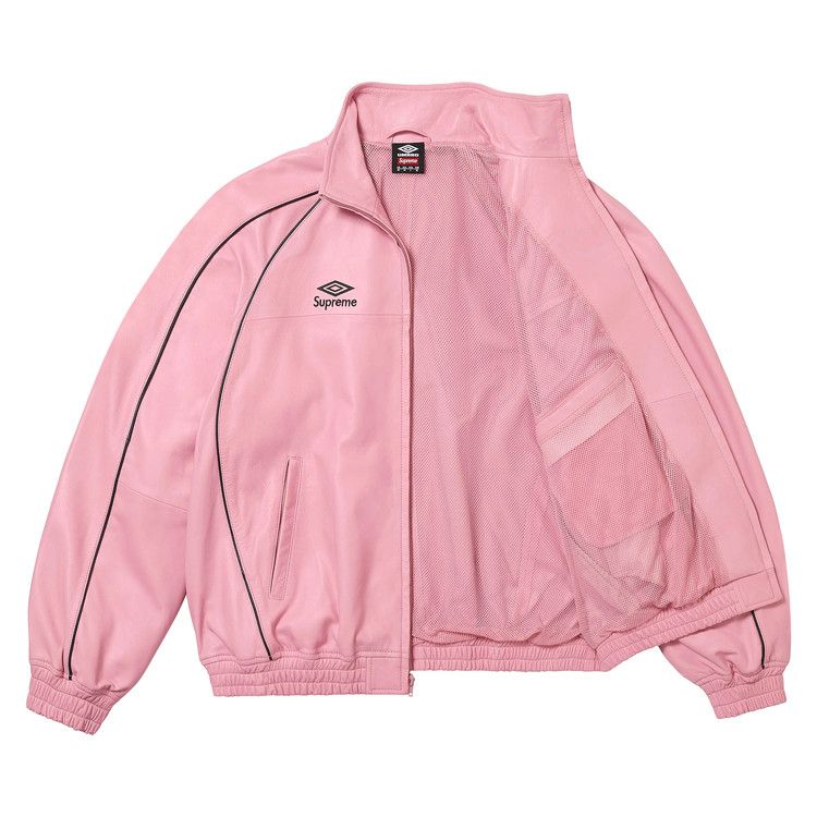 Спортивная куртка Supreme x Umbro Leather Track Jacket, Pink — фото 2