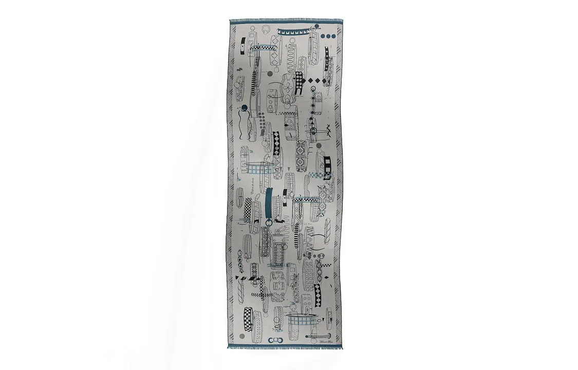 

HERMES Вязаный шарф мужской серый меланж, Mixed Gray