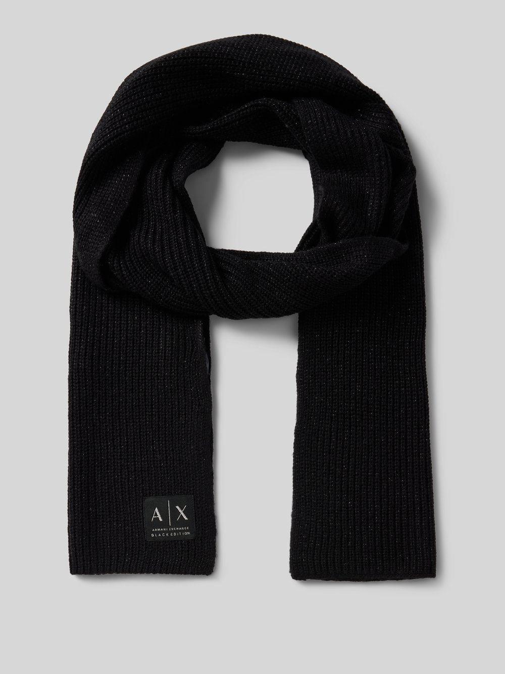 

Шарф с декоративной пряжей и этикеткой ARMANI EXCHANGE, черный