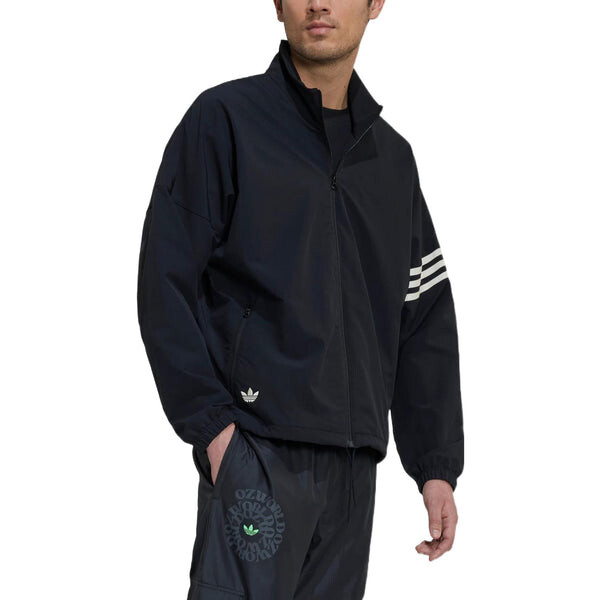 Куртка Men's adidas originals Logo Printing Pattern Stripe Stand Collar Zipper Jacket Black, черный — фото 4