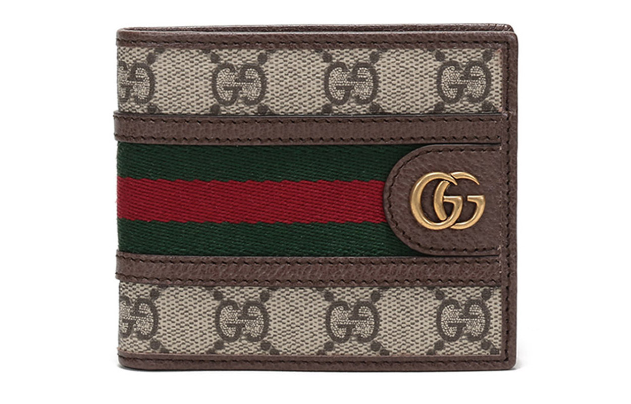 

GUCCI Мужской кошелек Ophidia Canvas с кожей, бежевый и эбеновый