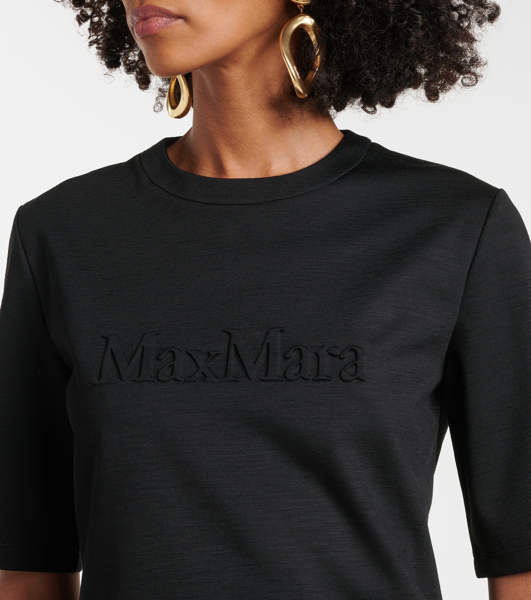 Футболка из шерсти с вышивкой Питера Max Mara, Nero — фото 4