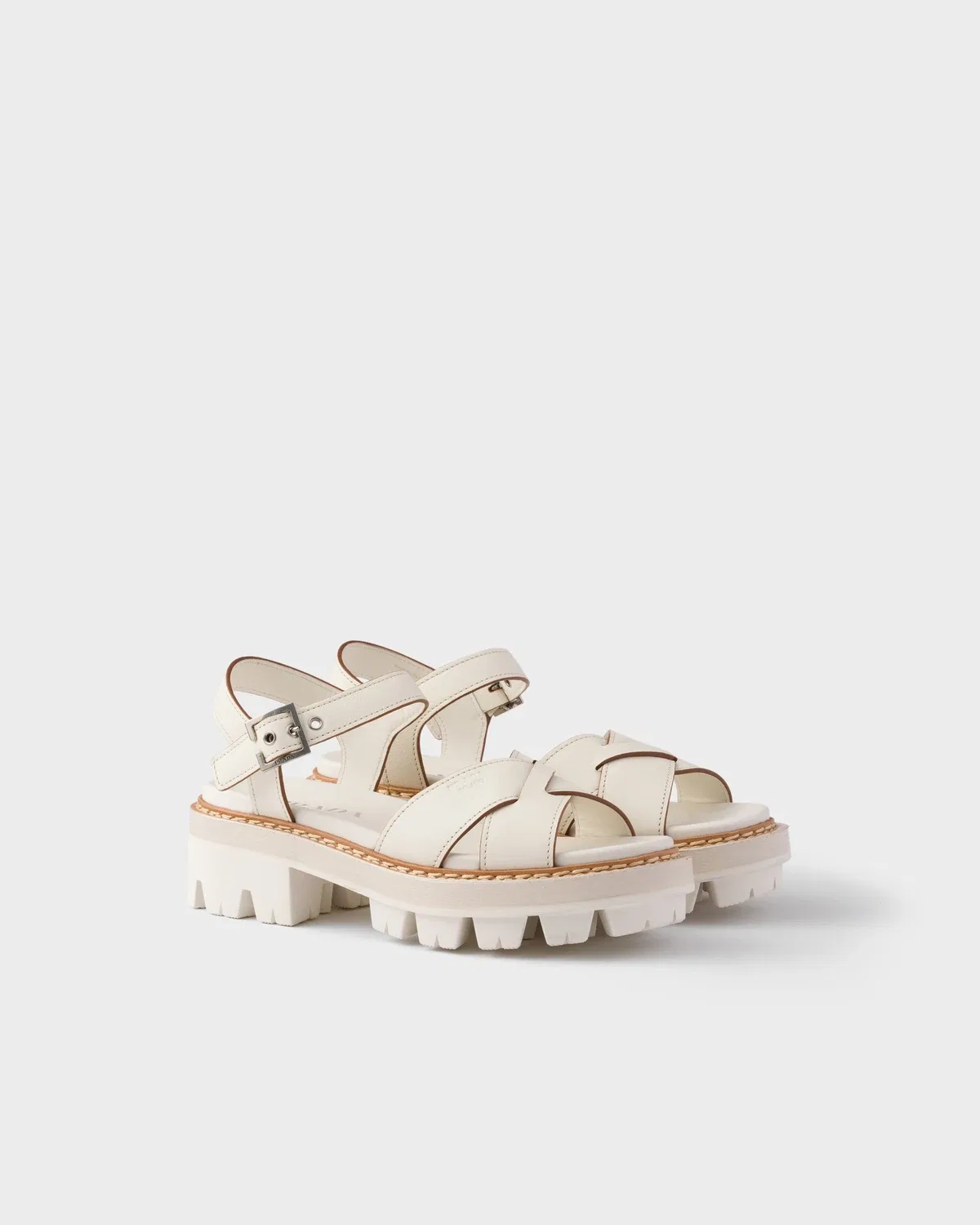 Кожаные сандалии Prada, белый