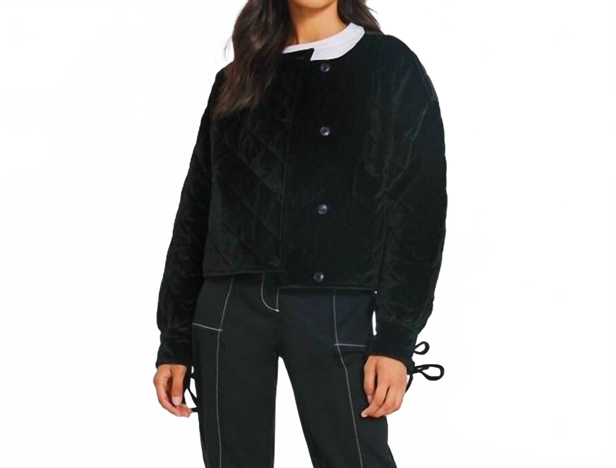 

SOMETHING NAVY Стеганая велюровая куртка черного цвета