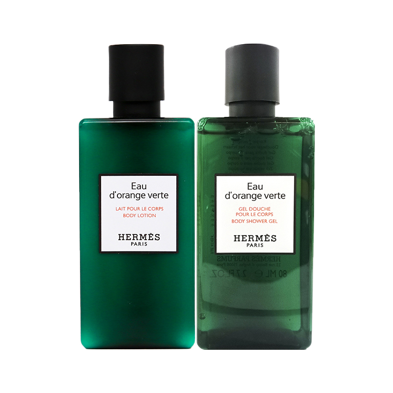 Набор средств для ухода Hermès Eau d'Orange Verte: гель для душа и лосьон для тела, 80 мл + 80 мл