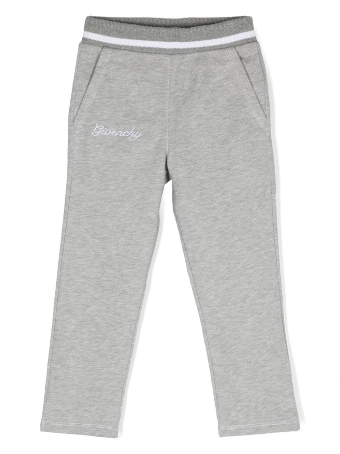 

Givenchy Kids меланжевые спортивные брюки с вышитым логотипом, серый