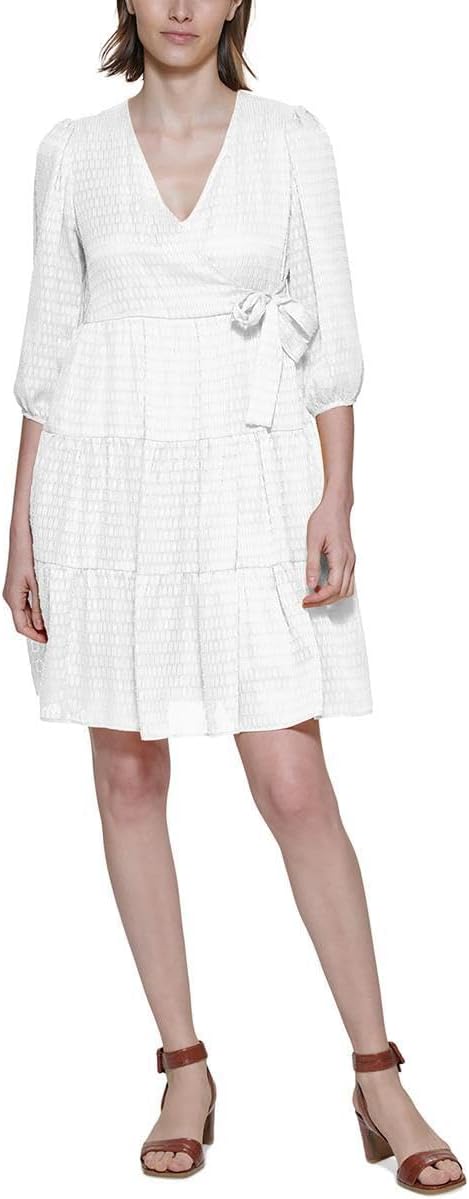 

Женское платье-трапеция Calvin Klein с имитацией запаха, Cream