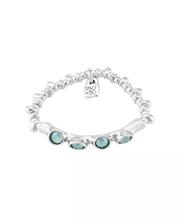 

Браслет из кожи с гранеными кристаллами из стерлингового серебра Unode50, silver