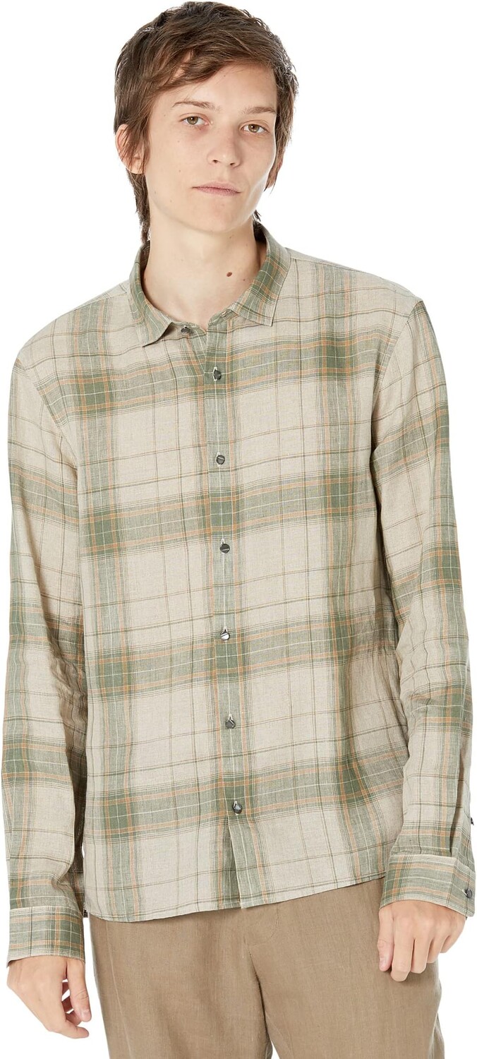 

Рубашка John Varvatos Straight Bottom Hem Shirt with Regular Collar W733Y2, цвет Olive Leaf