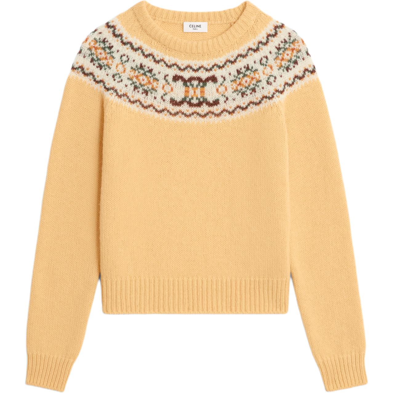 

Свитер с круглым вырезом из шерсти Triomphe Fair Isle CELINE, желтый