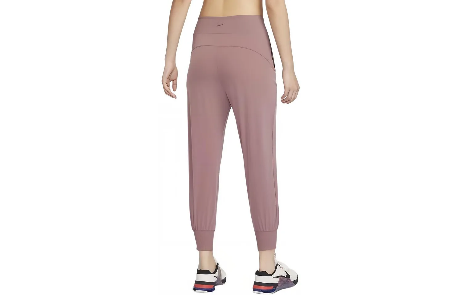 Nike Брюки спортивные Dri FIT Bliss вязаные женские дымчато-пурпурно-красные — фото 4