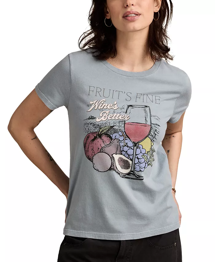 

Женская хлопковая футболка с принтом Fruit Is Fine Lucky Brand, синий