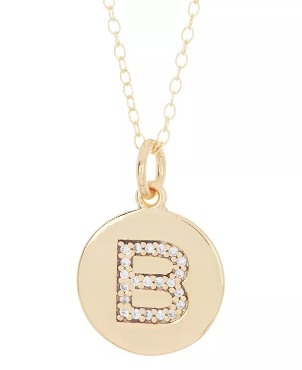 

18-Дюймовое ожерелье из 14-каратного золота с диском и гравировкой в виде кристалла Adornia, gold-b