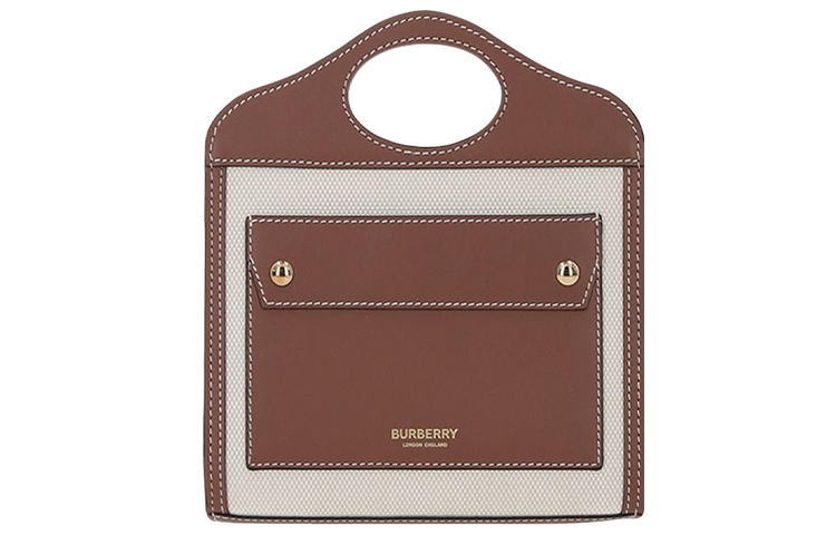 

Burberry Сумка из хлопкового холста с кожаным карманом, сумка через плечо, мини-сумка для женщин, коричневая