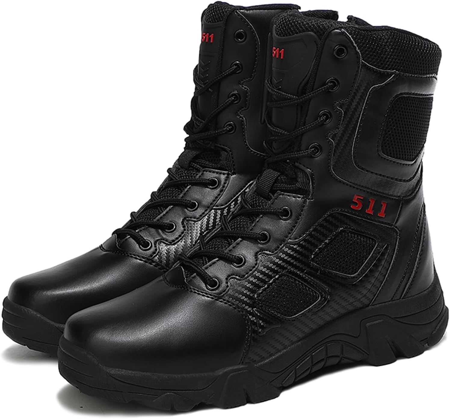 

Мужские военные тактические кожаные ботинки NEGYANME с шнуровкой, боковой молнией, для походов и мотоциклетных поездок, боевые ботинки, подходящие для езды на велосипеде, активного отдыха на природе и пустынных приключений, черный