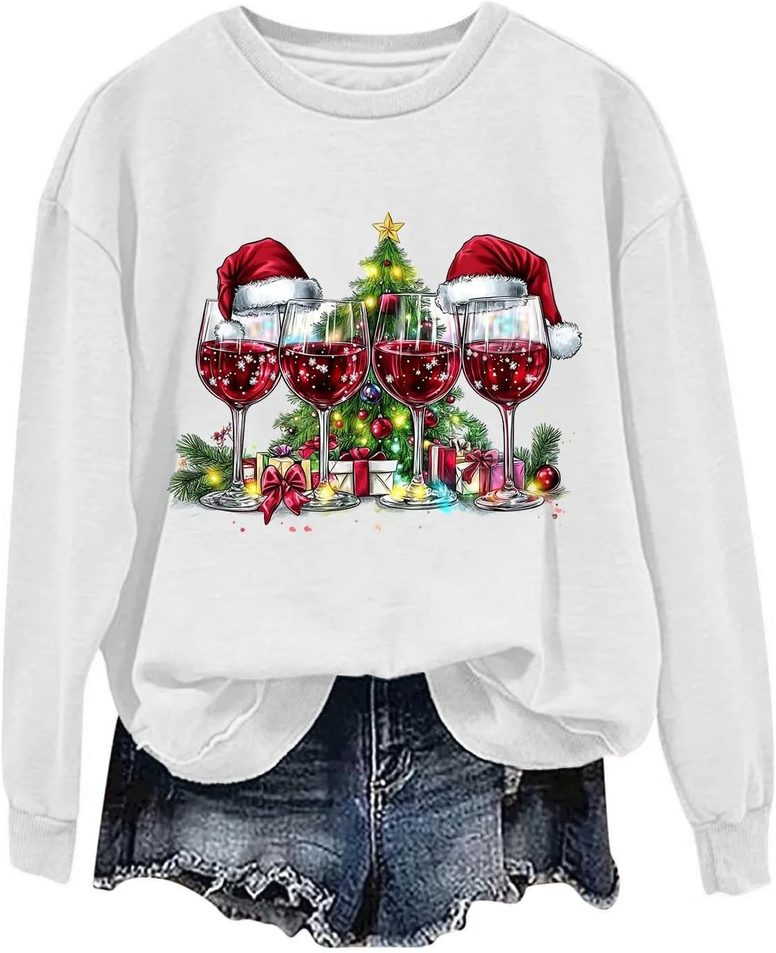 

Оверсайз свитшот для женщин Red Wine Glass с длинными рукавами LMSXCT