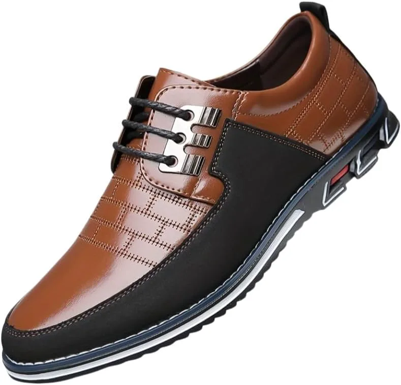 Men's lace-up Business Casual Shoes - Shock-Absorbing Insole, Anti-Slip Rubber Sole - Simple and Professional Style. Suitable for Offices, Events, and Travels - for Daily use and Weddings Clolinde, коричневый