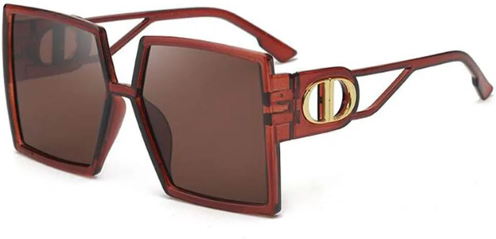 

Солнцезащитные очки с вырезанными буквами на дужках, женские, в большой оправе, плоские, мужские, в стиле ретро, ​​квадратные SLCHJXS, Tea Frame Tea Flakes