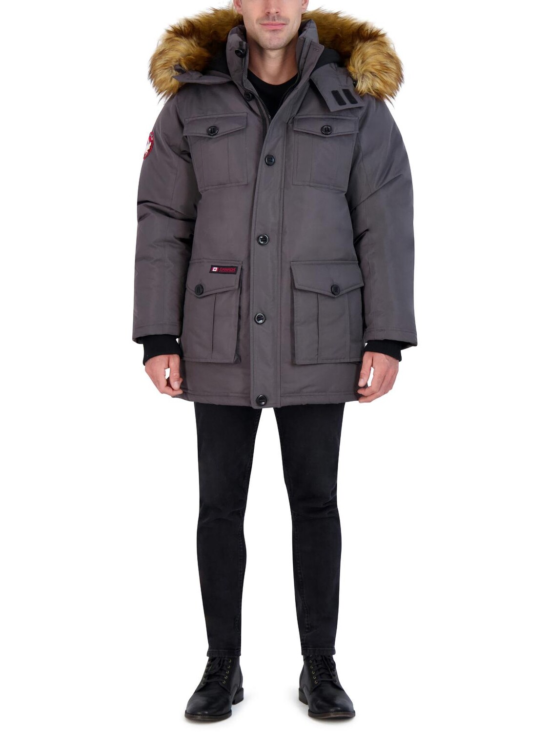 

Мужская парка из тяжелого искусственного меха Canada Weather Gear, цвет Charcoal