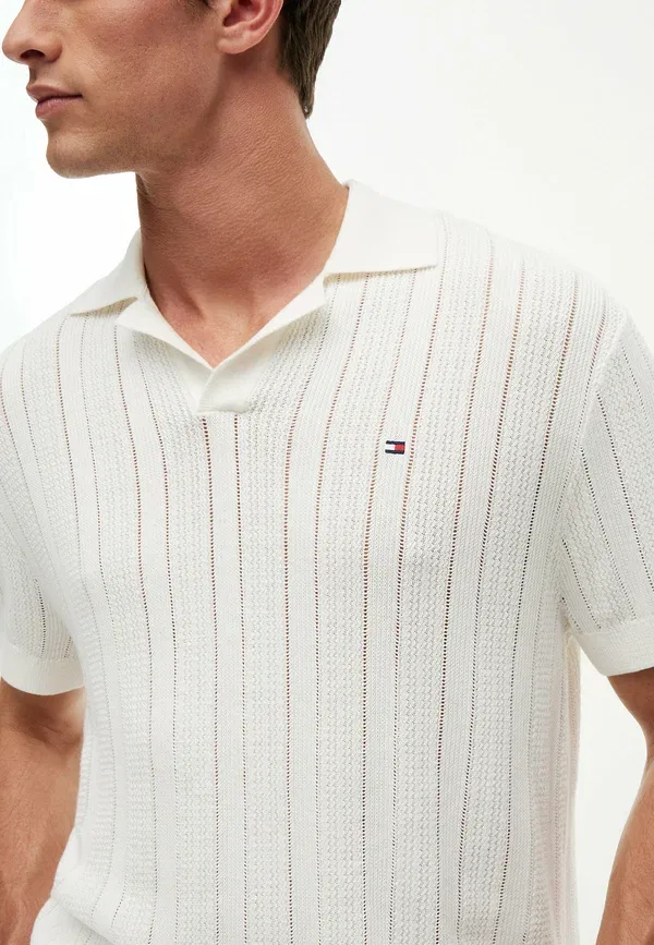Поло Tommy Hilfiger, цвет слоновая кость — фото 4