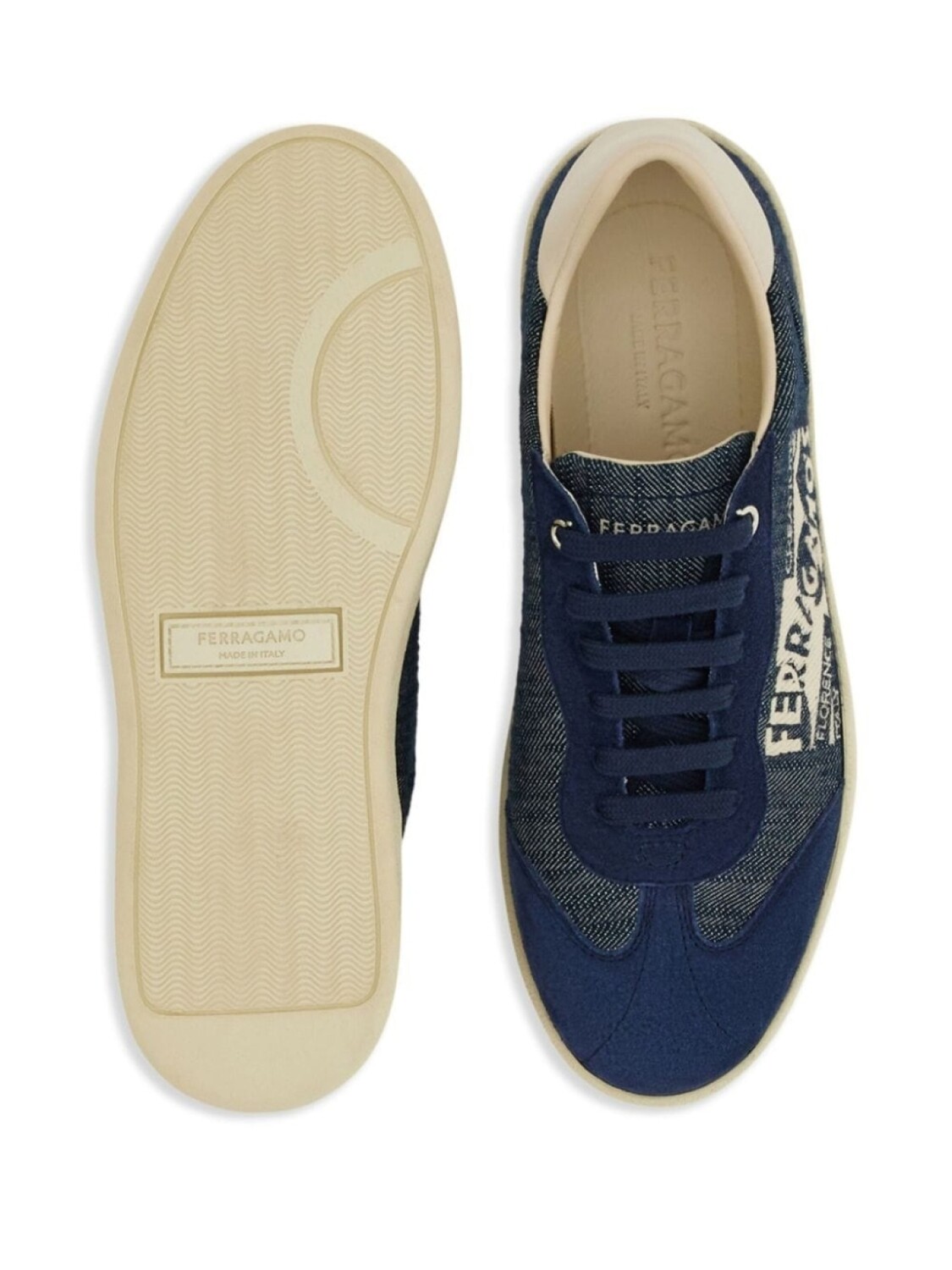 Ferragamo кроссовки с логотипом, синий — фото 4