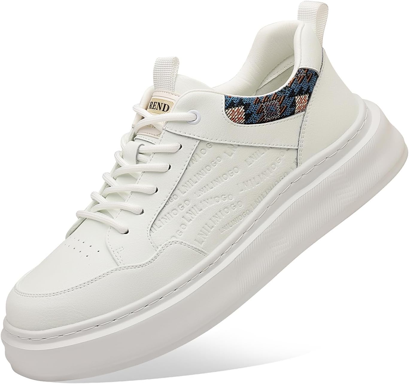 

Мужские кожаные кроссовки на шнуровке, удобная обувь для ходьбы, с амортизирующей подошвой, утягивающие кроссовки для мужчин, повседневные скейт-кроссовки Lhyxu, белый