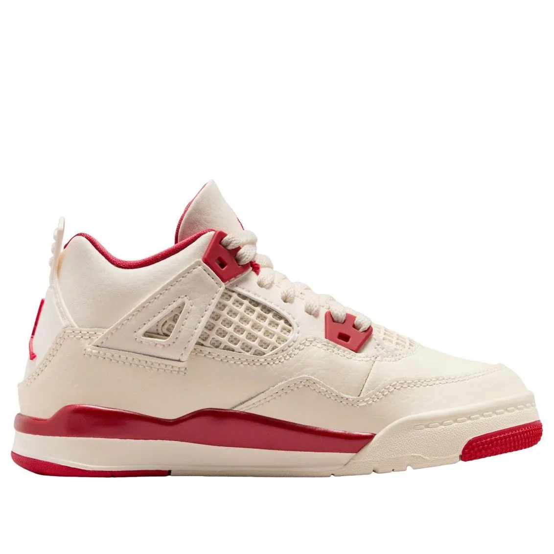 Кроссовки (PS) Air Jordan 4 'Pale Ivory Tough Red', белый — фото 2