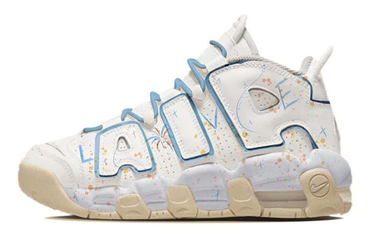 

Кроссовки Nike Air More Uptempo Vintage Basketball Shoes Women's Mid-Top White Blue