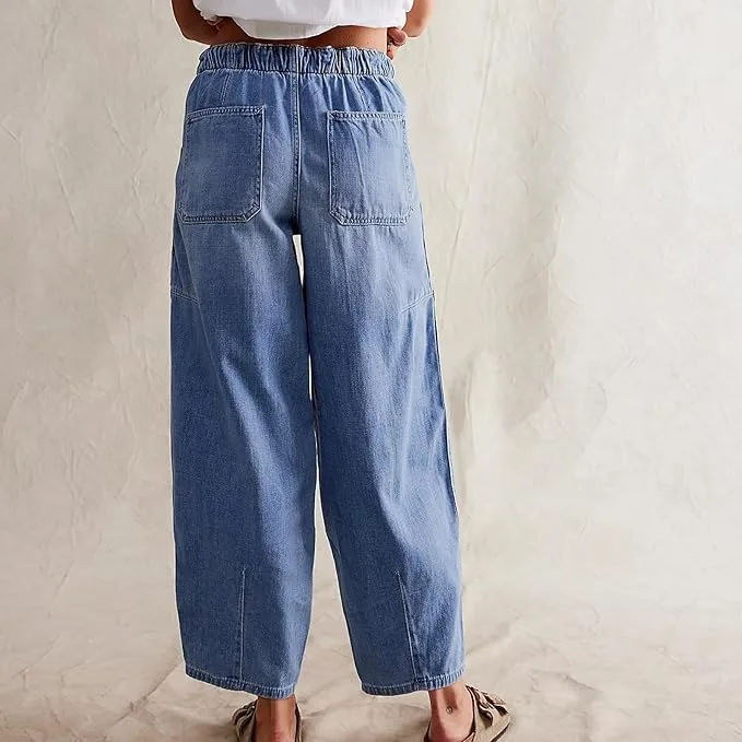 Женские джинсы Low Rise Baggy Boyfriend Straight Wide Leg Casual Loose Fashion с нашивными карманами — фото 2