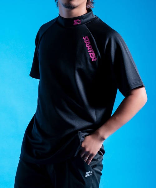 

STARTER BLUE LABEL Футболка с коротким рукавом и высоким воротником-стойкой, эластичная, разноцветная, STARTER GOLF