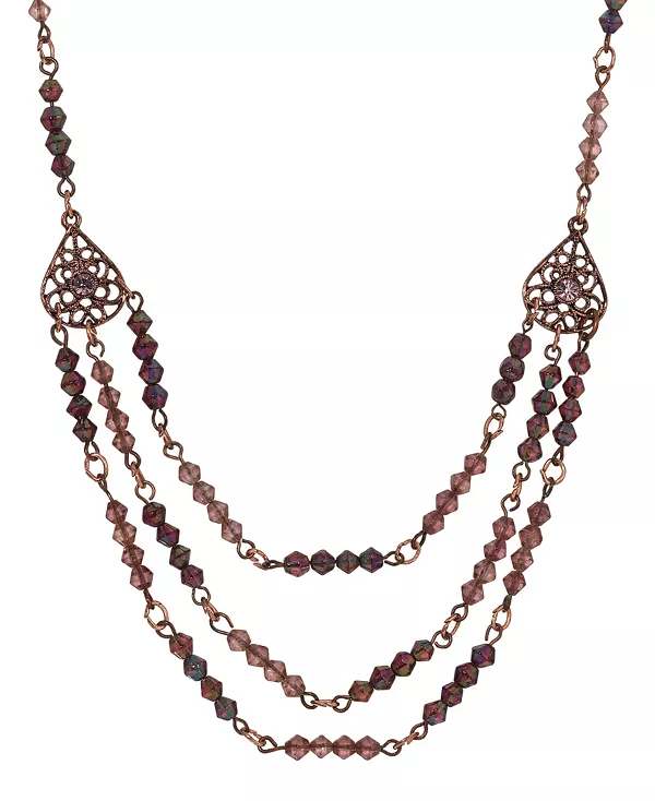 

Тройное ожерелье из бусин-фонарей 2028, purple