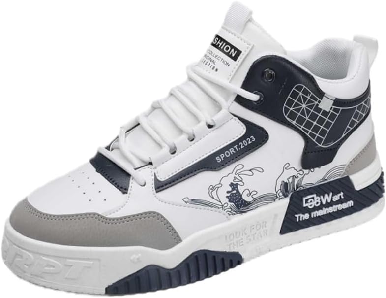 

Мужские модные высокие кеды Fusecottc с толстой подошвой, шнуровкой, износостойкой резиной, амортизирующие и удобные, синий