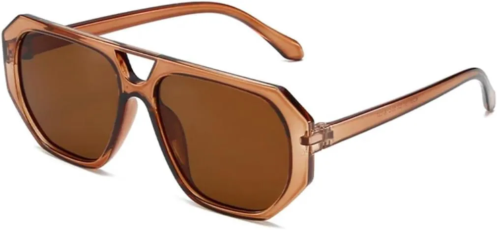 

Классические солнцезащитные очки с двойной перемычкой для женщин и мужчин, модные, в крупной оправе, с защитой от УФ-излучения UV400 VRTRFFTR, Brown-brown