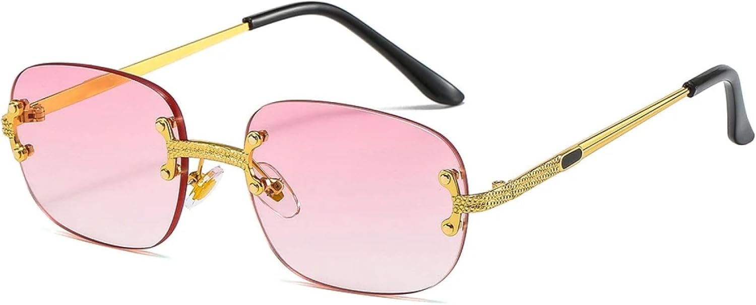 

Солнцезащитные очки с защитой от УФ-излучения UV400 | Без оправы, панк, маленький размер | Для женщин и мужчин, для занятий спортом на открытом воздухе и вождения DSVIGF, Pink