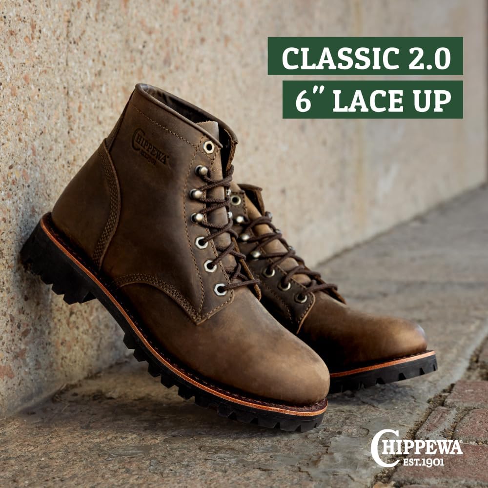 Мужские ботинки Chippewa Classic, кожаные, с ортопедическим комфортом, шоколадный цвет — фото 2