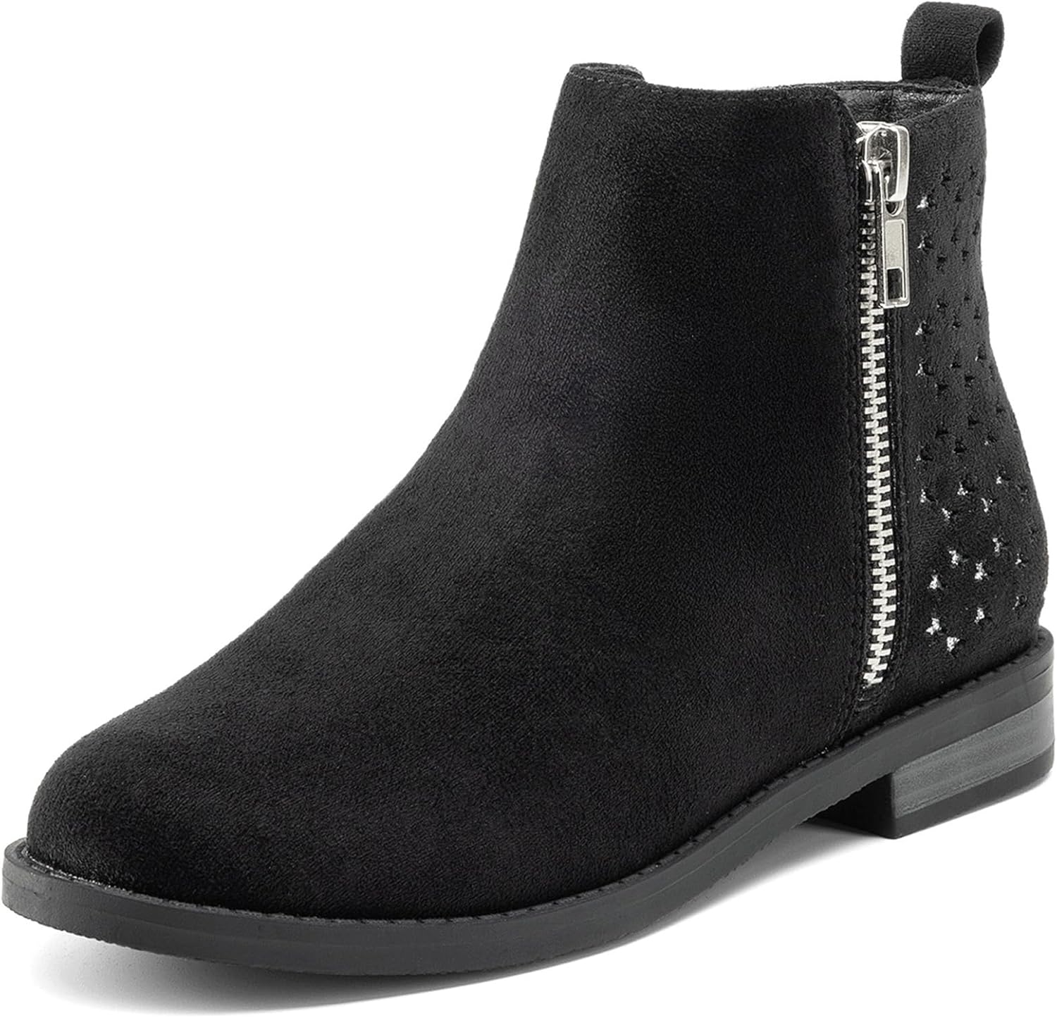 

DREAM PAIRS Детские ботинки для девочек, модные ботильоны с блестящими звездами, боковая молния, низкий каблук, теплая обувь для малышей/младших детей/старших детей, Black