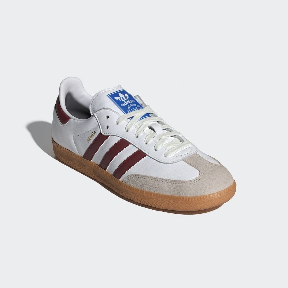 Кроссовки Adidas SAMBA OG, цвет White/College Burgundy/Gum — фото 4