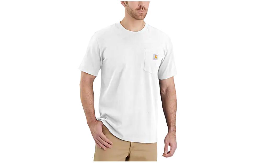 

103296 Футболка с коротким рукавом и карманом из плотной ткани, свободного кроя, мужская Carhartt, белый