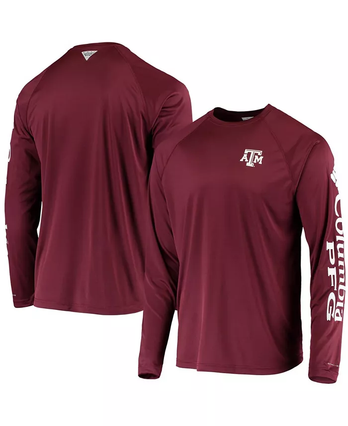 

Мужская футболка с длинным рукавом PFG Maroon Texas A&M Aggies Terminal Tackle Omni-Shade Columbia