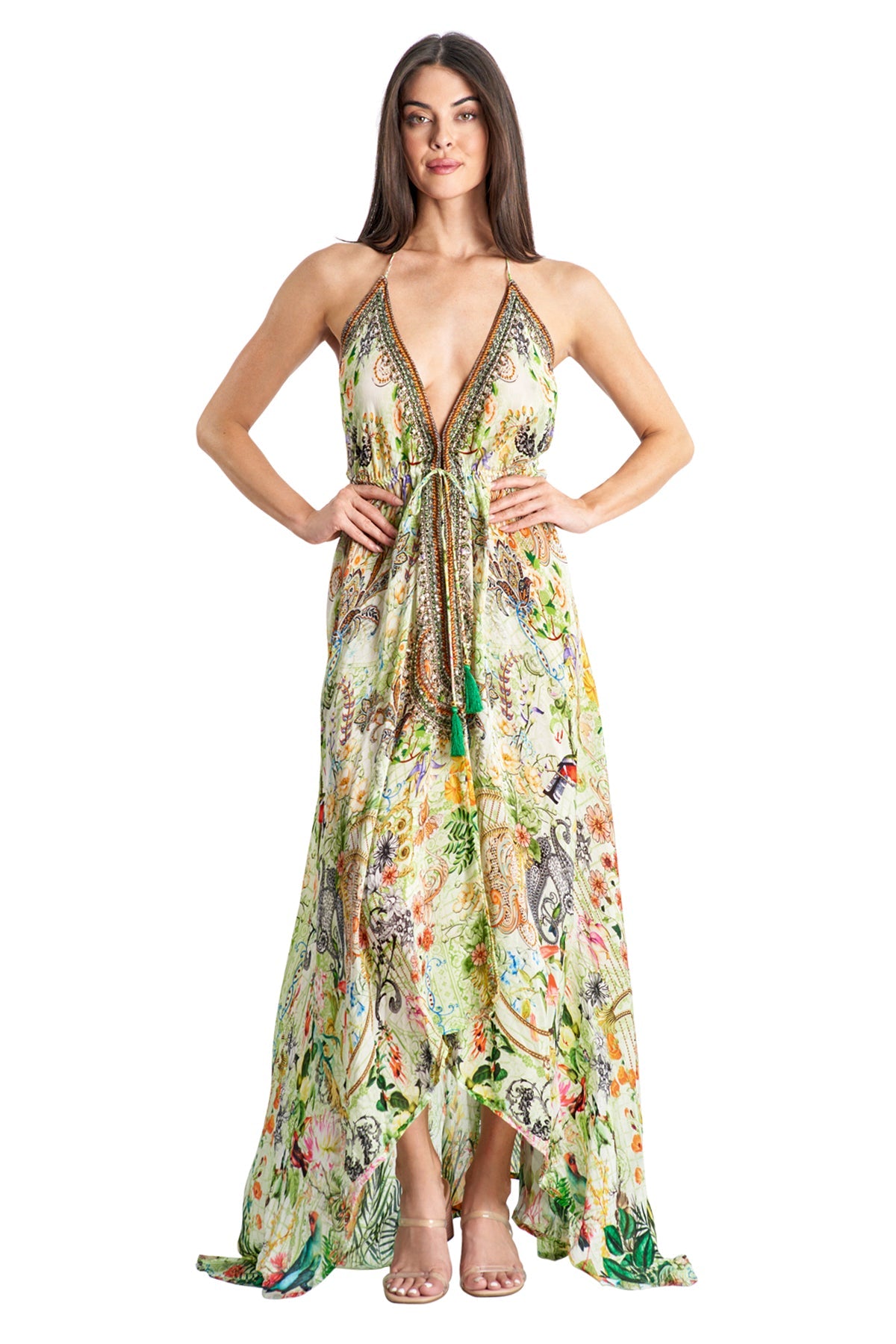 

Платье макси с бретелью через шею Lumina La Moda Clothing, цвет multi